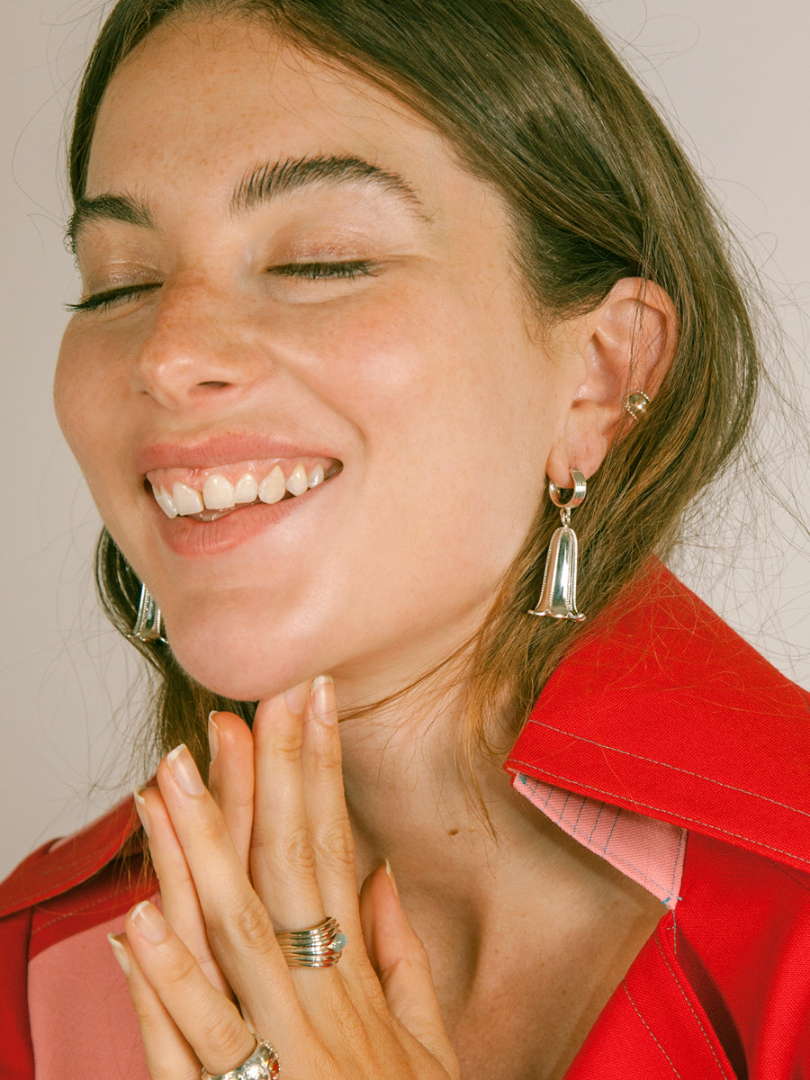 Bluebell Flower Hoop Earrings Sterling Silver