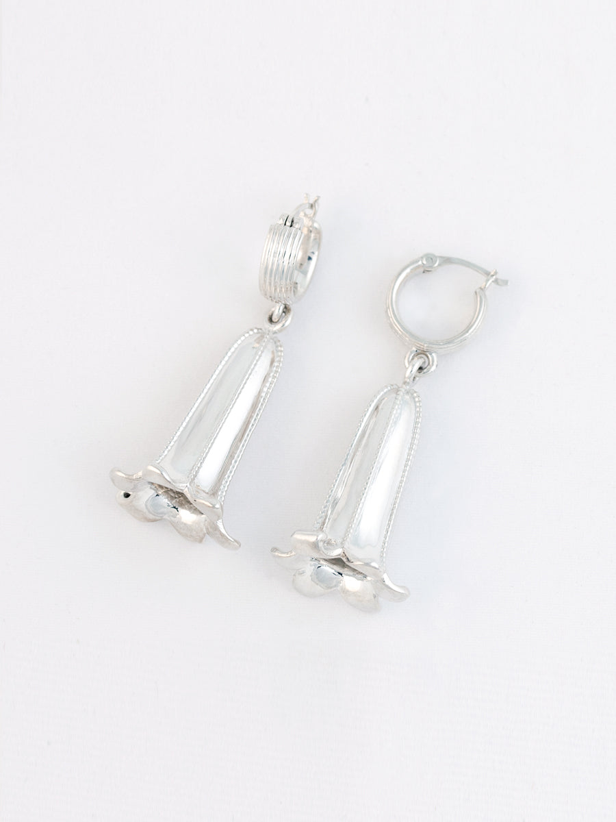 Bluebell Flower Hoop Earrings Sterling Silver